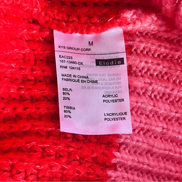 Elodie Red And Pink Color-block Sweater Size M - Picture 8 of 9